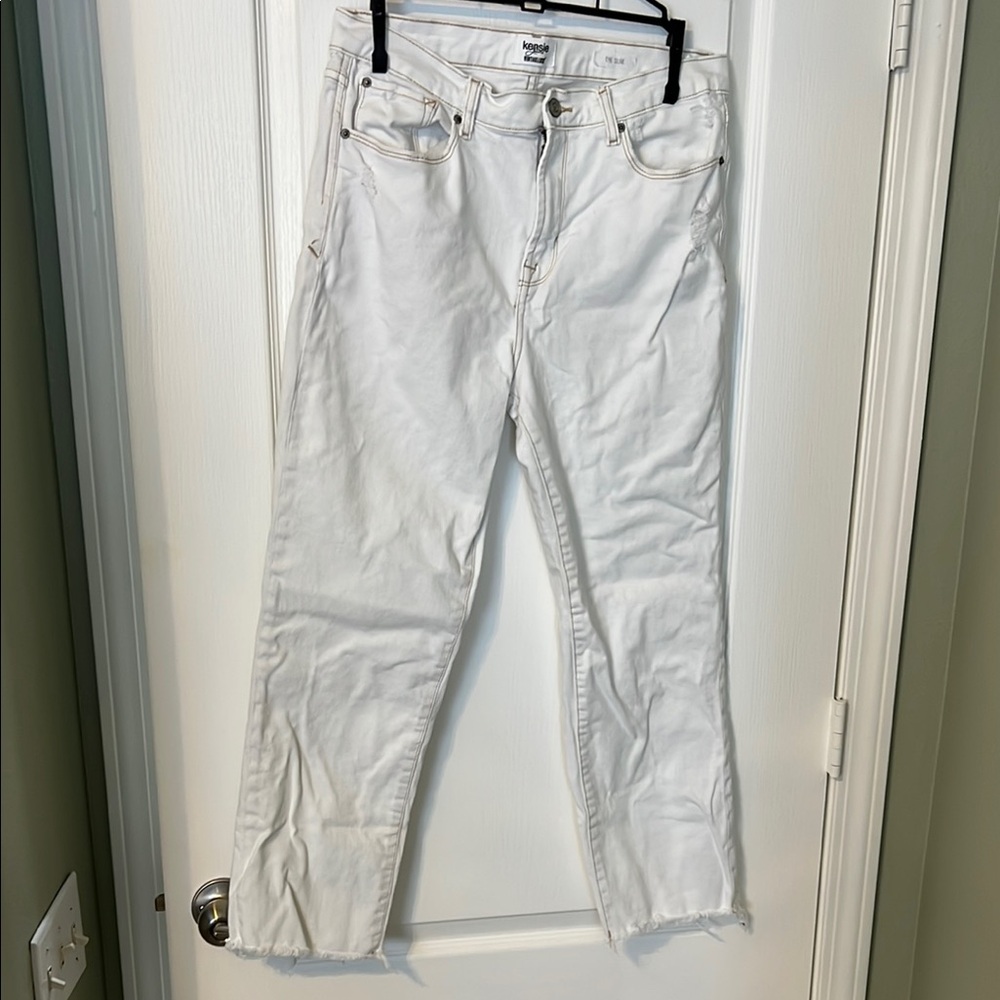Kensie Cream High-Waisted Jeans
